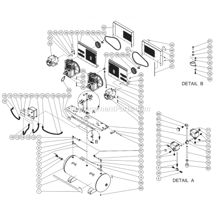 Mi-T-M ACD-46305-120H Air Compressor Power Tool Frame Diagram