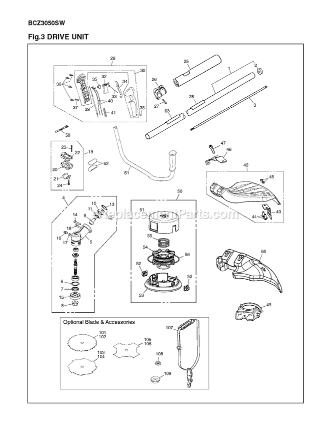 RedMax BCZ3050SW (91000101 AND UP) Brushcutters/Clearing Saws Drive Diagram