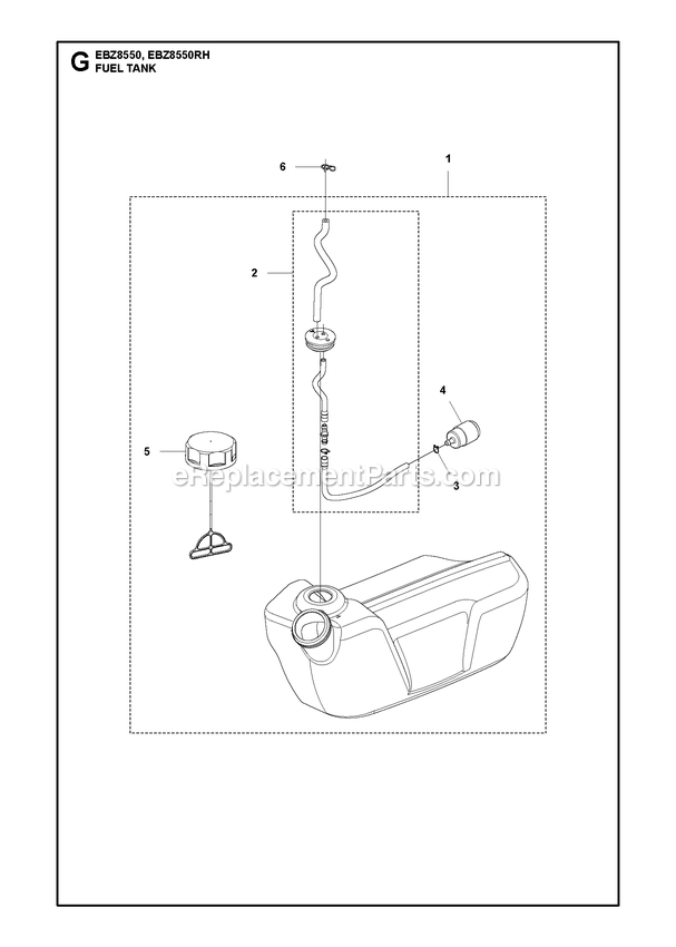 RedMax EBZ8550 (EBZ8550RH) Blowers Fuel Tank Diagram