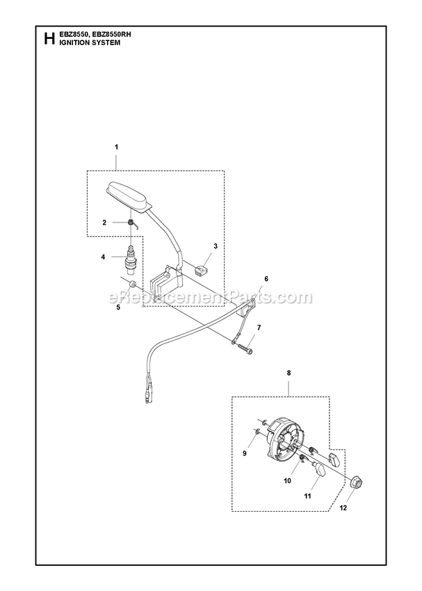 RedMax EBZ8550 (EBZ8550RH) Blowers Ignition System Diagram