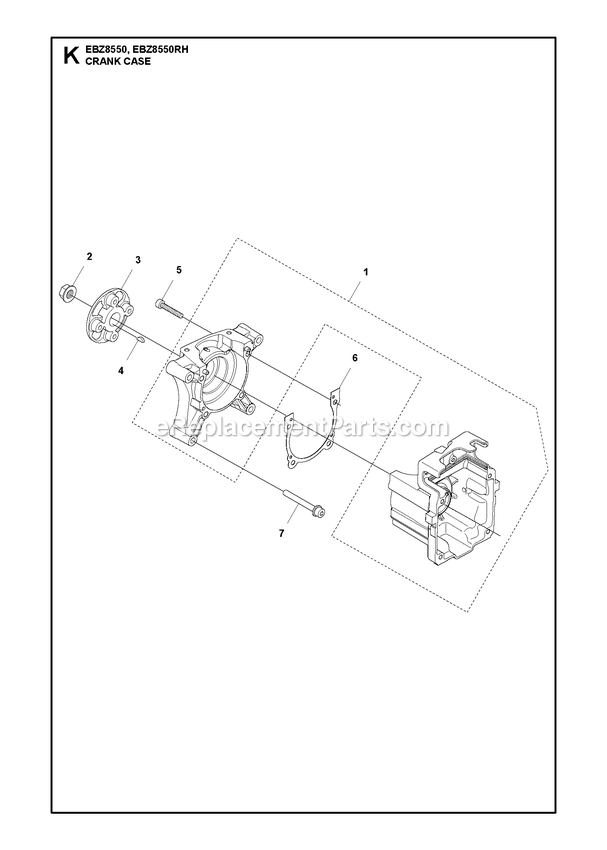 RedMax EBZ8550 (EBZ8550RH) Blowers Crankcase Diagram