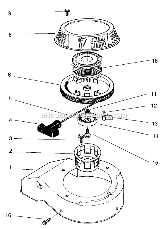 Toro 22026 (210000001-210999999)(2001) Side Discharge Mower Recoil Assembly Diagram