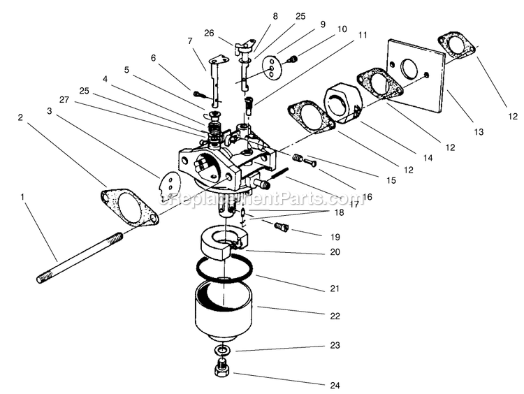 Toro 22026 (210000001-210999999)(2001) Side Discharge Mower Carburetor Assembly Diagram