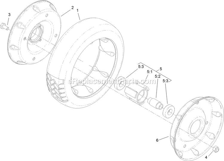 Toro 22196 (313000001-313999999)(2013) 21in Heavy-Duty Recycler/Rear Bagger Lawn Mower Rear Wheel And Tire Assembly Diagram