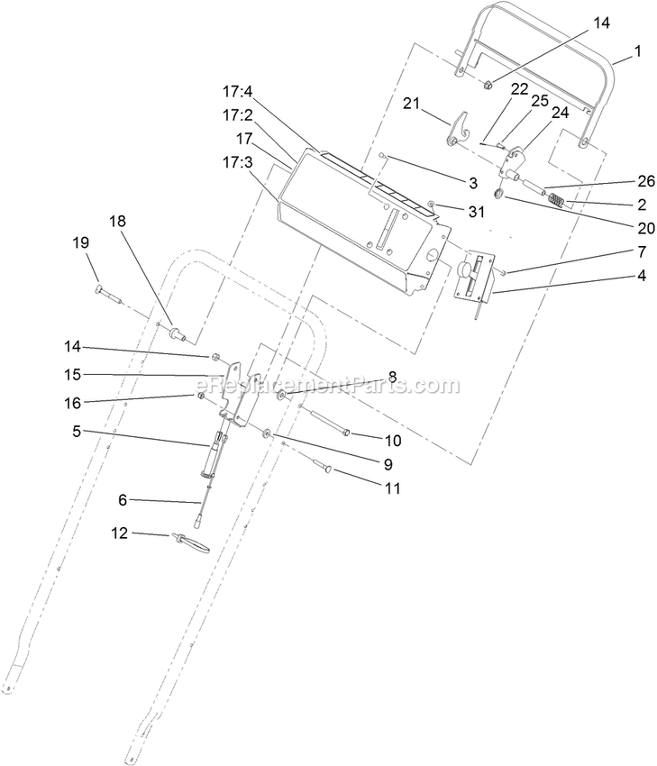 Toro 22196 (313000001-313999999)(2013) 21in Heavy-Duty Recycler/Rear Bagger Lawn Mower Control Panel Assembly Diagram