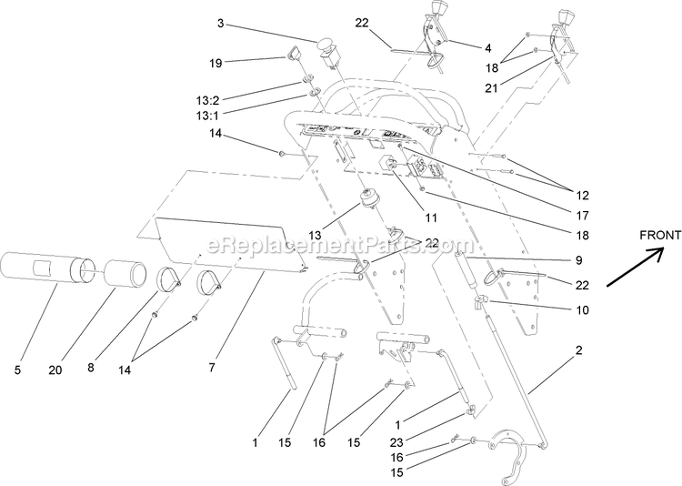 Toro 30032 (270000001-270999999)(2007) 15hp T-Bar Hydro Drive With 91cm Turbo Force Cutting Unit Walk-Behind Mower Control Panel Assembly Diagram