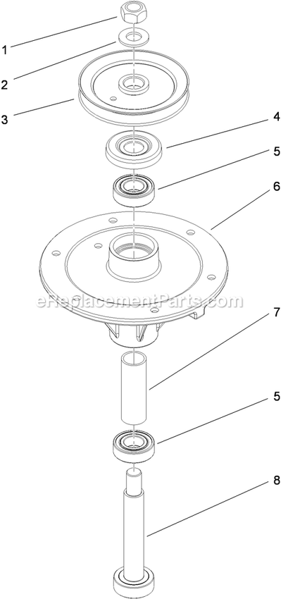 Toro 30074 (312000001-312999999)(2012) Floating Deck, T-Bar, Gear Drive With 36in Cutting Unit Walk-Behind Mower Spindle Assembly 2 Diagram