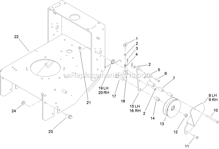 Toro 30074 (312000001-312999999)(2012) Floating Deck, T-Bar, Gear Drive With 36in Cutting Unit Walk-Behind Mower Lower Control Assembly Diagram