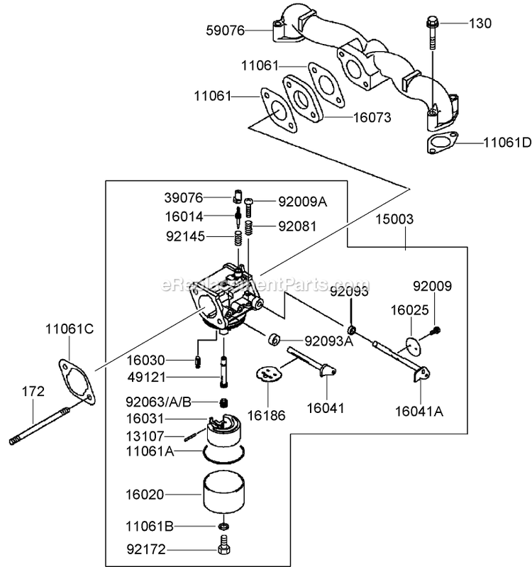 Toro 30098 (280000001-280999999)(2008) Floating Deck T-Bar Gear With 48in Turbo Force Cutting Unit Walk-Behind Mower Carburetor Assembly Diagram