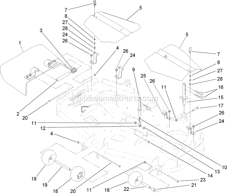Toro 30098 (280000001-280999999)(2008) Floating Deck T-Bar Gear With 48in Turbo Force Cutting Unit Walk-Behind Mower Deck Assembly 1 Diagram