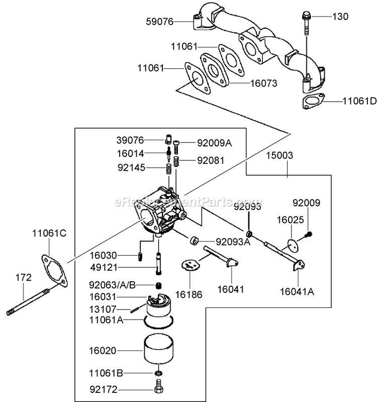 Toro 30099 (280000001-280999999)(2008) Floating Deck T-Bar Gear With 52in Turbo Force Cutting Unit Walk-Behind Mower Carburetor Assembly Diagram