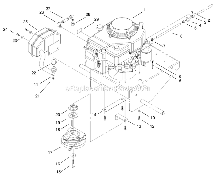 Toro 30177 (200000001-200999999)(2000) 15 Hp Mid-Size Proline Gear Traction Unit Engine Assembly Diagram