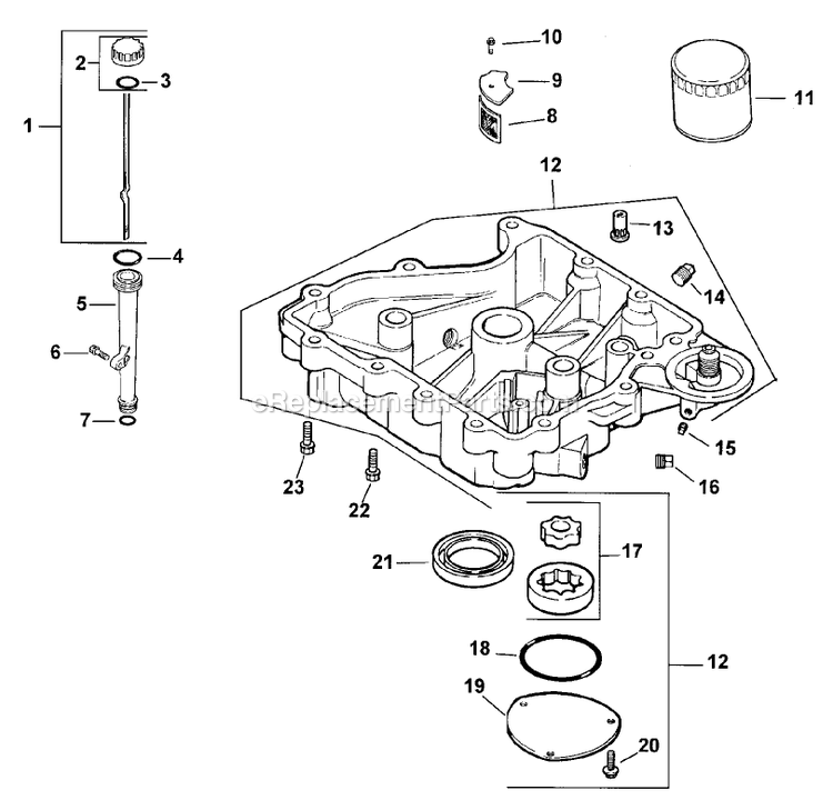 Toro 30177 (220000001-220999999)(2002) 15 Hp Mid-Size Proline Gear Traction Unit Oil Pan And Lubrication Assembly Diagram