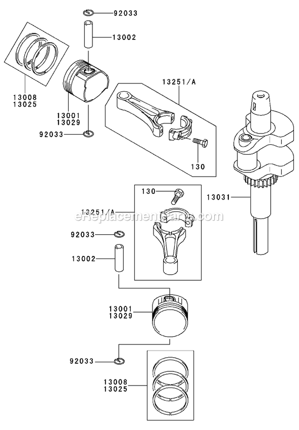 Toro 30297 (210000001-210005000)(2001) 17 Hp W/ 52-Inch Sd Mower Mid-Size ProLine Hydro Piston/Crankshaft Diagram