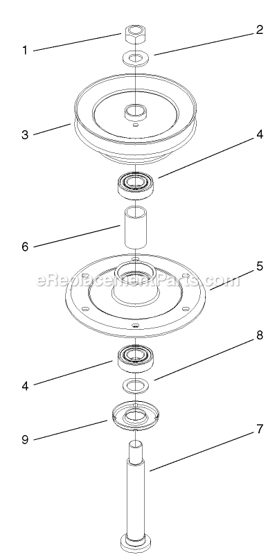 Toro 30297 (210000001-210005000)(2001) 17 Hp W/ 52-Inch Sd Mower Mid-Size ProLine Hydro Spindle Housing Assembly 2 Diagram