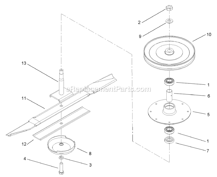 Toro 30316 (240000001-240999999)(2004) Mid-Size Proline T-Bar Gear, 13 Hp With 32in Side Discharge Mower Spindle Assembly Diagram