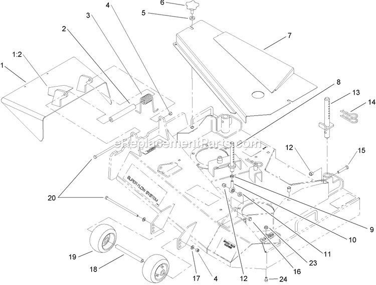 Toro 30317 (240002001-240999999)(2004) Mid-Size Proline T-Bar Gear, 15 Hp With 36in Side Discharge Mower Deck Assembly Diagram
