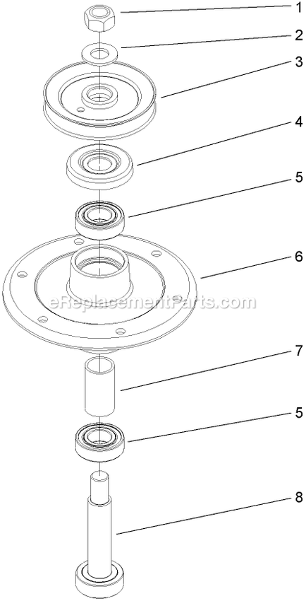 Toro 30317 (260000001-260999999)(2006) Mid-Size Proline T-Bar Gear, 15 Hp With 36in Side Discharge Mower Spindle Assembly 2 Diagram