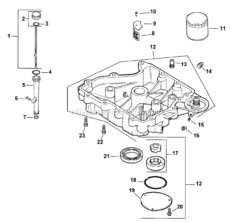 Toro 30430 (240000001-240999999)(2004) Mid-Size Proline Pistol Grip Gear, 15 Hp With 36in Side Discharge Mower Oil Pan And Lubrication Assembly Diagram