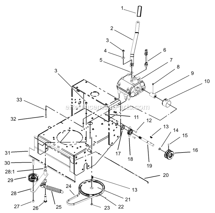 Toro 30430 (240000001-240999999)(2004) Mid-Size Proline Pistol Grip Gear, 15 Hp With 36in Side Discharge Mower Transmission Drive Assembly Diagram