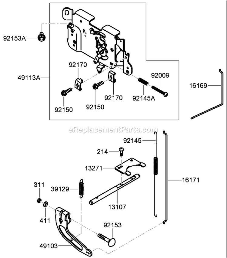 Toro 30494 (290000001-290999999)(2009) Floating Deck, Split Lever, Hydro Drive With 36in Cutting Unit Walk-Behind Mower Control Equipment Assembly Diagram