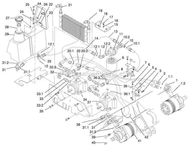Toro 30520 (230000001-230005000)(2003) Proline Pistol Grip Gear 12.5 Hp W/ 32-Inch Sd Mower Mid-Size Mower Deck Assembly Diagram