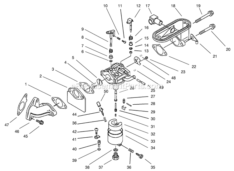 Toro 30520 (230005001-230999999)(2003) Proline Pistol Grip Gear 12.5 Hp W/ 32-Inch Sd Mower Mid-Size Mower Carburetor Assembly Diagram