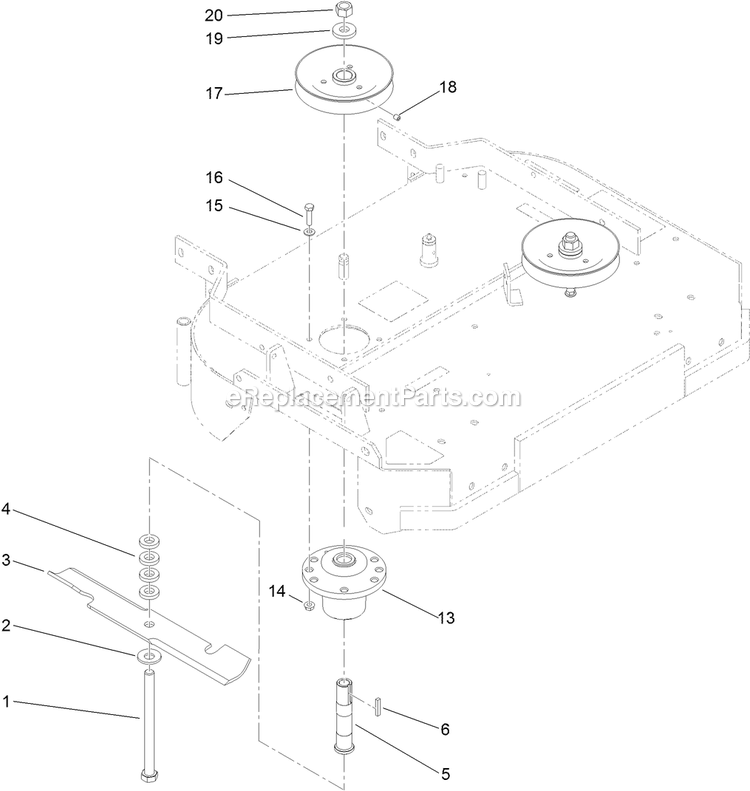 Toro 30632 (405700000-409999999) Fixed Deck, Pistol Grip, Gear Drive With 32in Cutting Unit Walk-Behind Mower Spindle And Blade Assembly Diagram