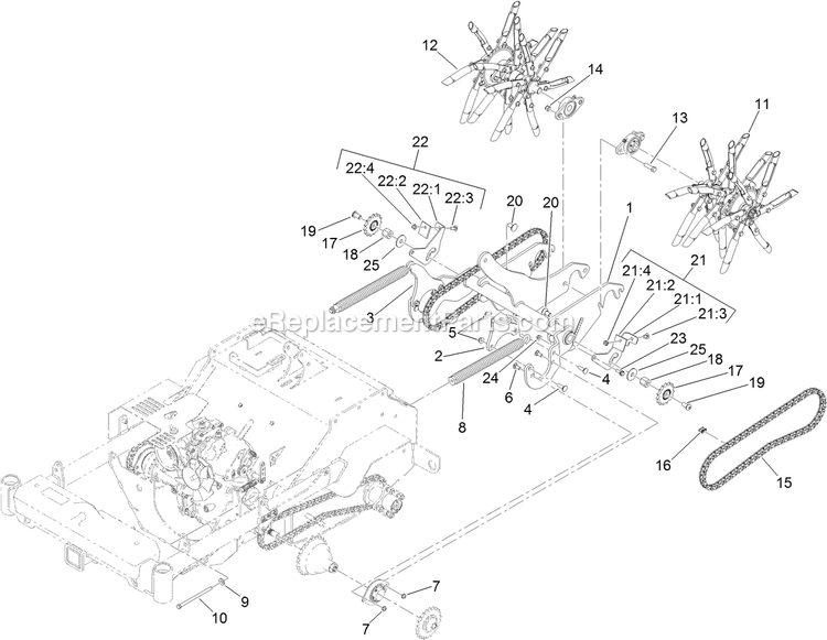 Toro 39514 (400000000-404324199) 24in Stand-On Aerator Tine Assembly Diagram