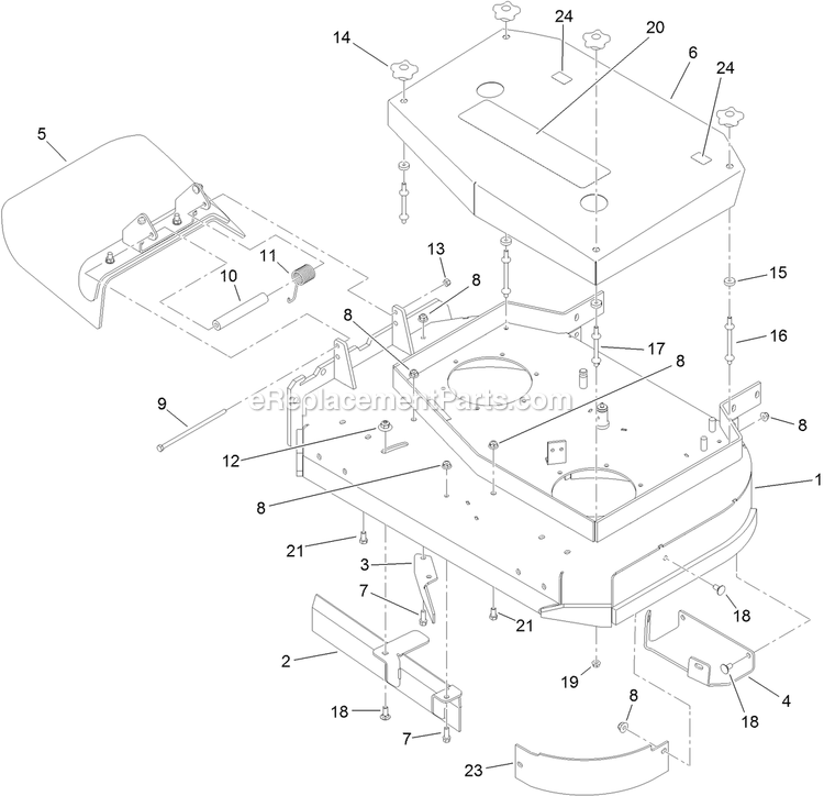 Toro 39674 (400000000-404319999) Fixed Deck, T-Bar, Gear Drive With 36in Cutting Unit Walk-Behind Mower Deck Assembly Diagram