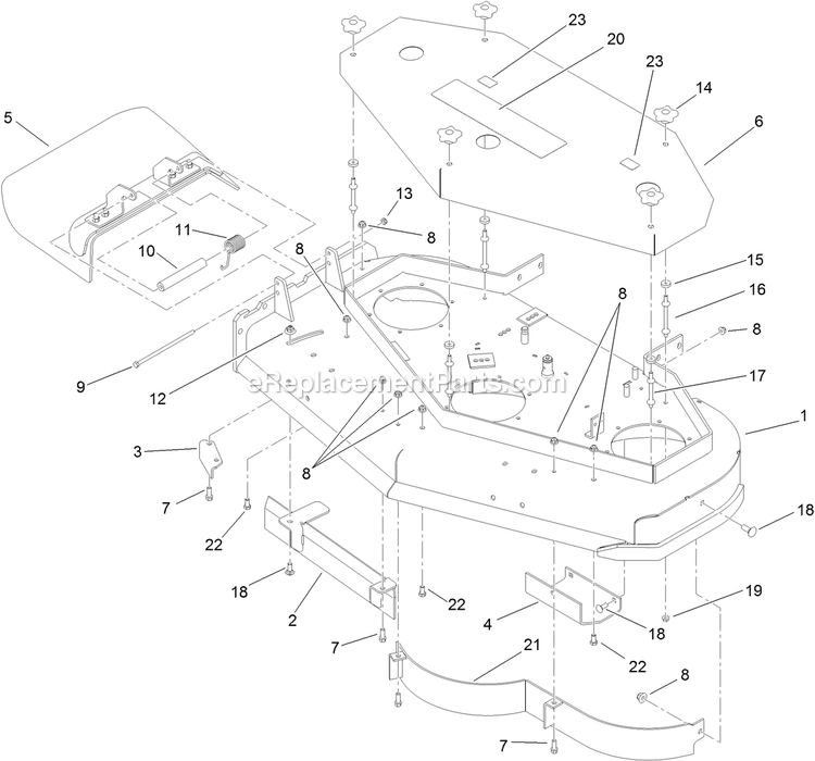 Toro 39678 (404324200-405457996) Fixed Deck, T-Bar, Gear Drive With 48in Cutting Unit Walk-Behind Mower Deck Assembly Diagram