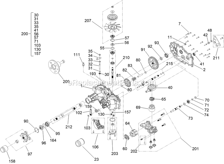 Toro 44409 (407700000-409999999) Proline With 36in Floating Cutting Unit Walk-Behind Mower Lh Transmission Assembly Diagram