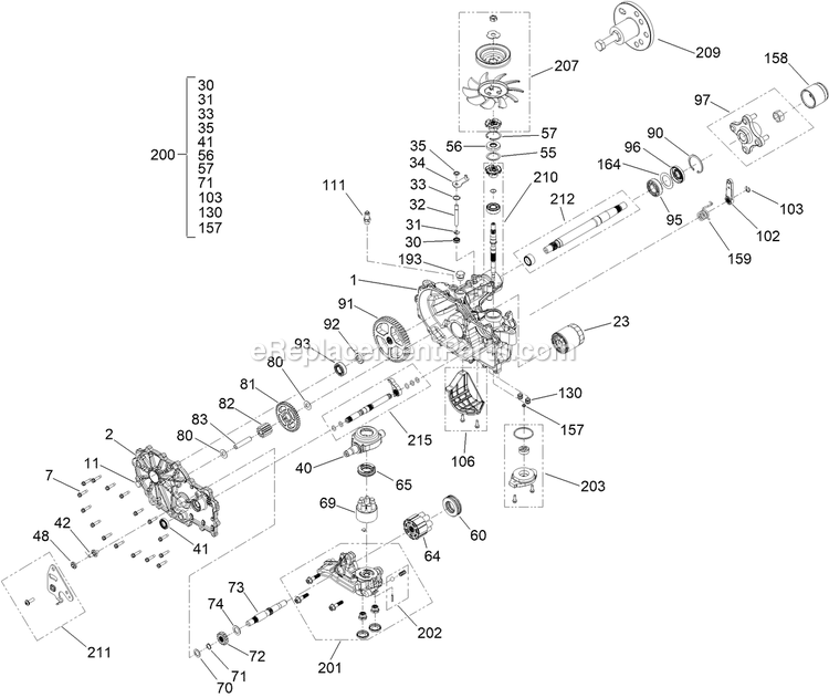 Toro 44409 (407700000-409999999) Proline With 36in Floating Cutting Unit Walk-Behind Mower Rh Transmission Assembly Diagram