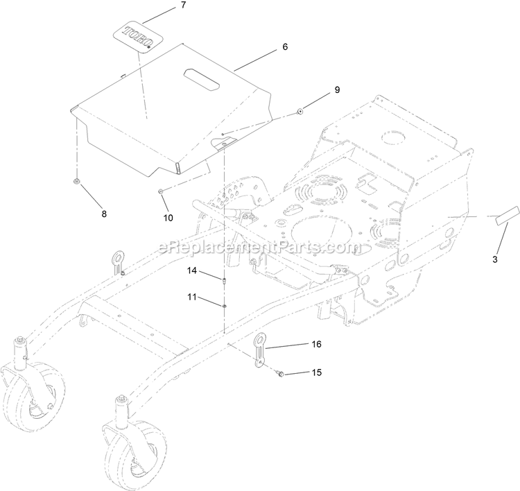 Toro 44409 (407700000-409999999) Proline With 36in Floating Cutting Unit Walk-Behind Mower Deck Cover Assembly Diagram