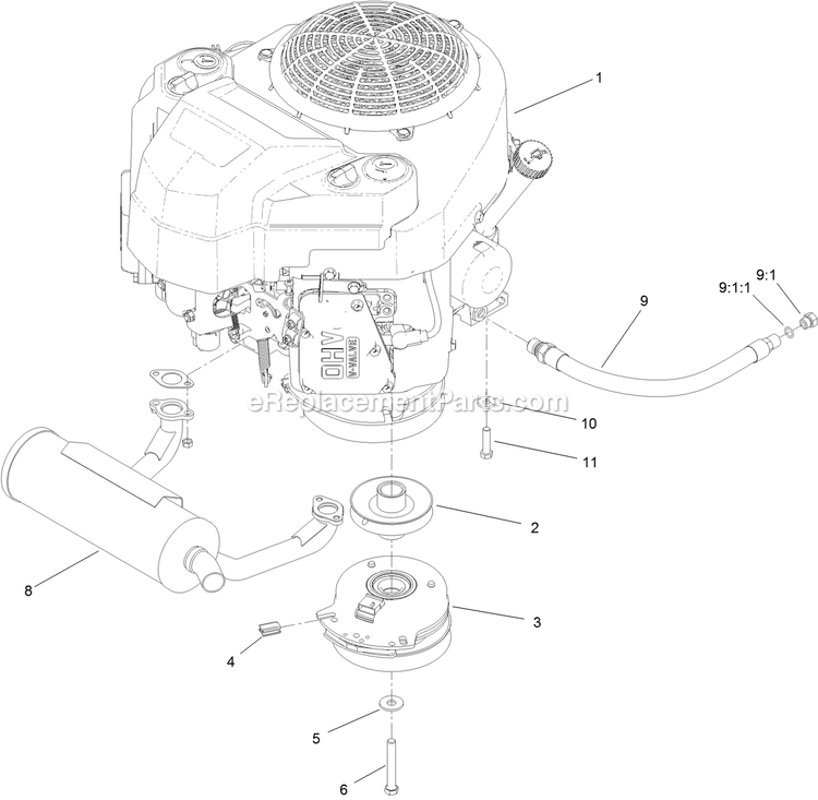 Toro 44409 (407700000-409999999) Proline With 36in Floating Cutting Unit Walk-Behind Mower Engine Assembly Diagram
