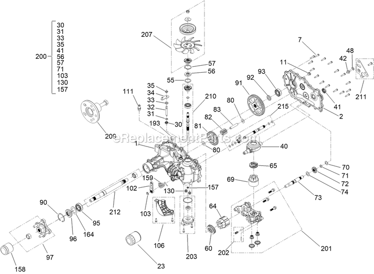 Toro 44409 (410000000-999999999) Proline With 36in Floating Cutting Unit Walk-Behind Mower Lh Transmission Assembly Diagram