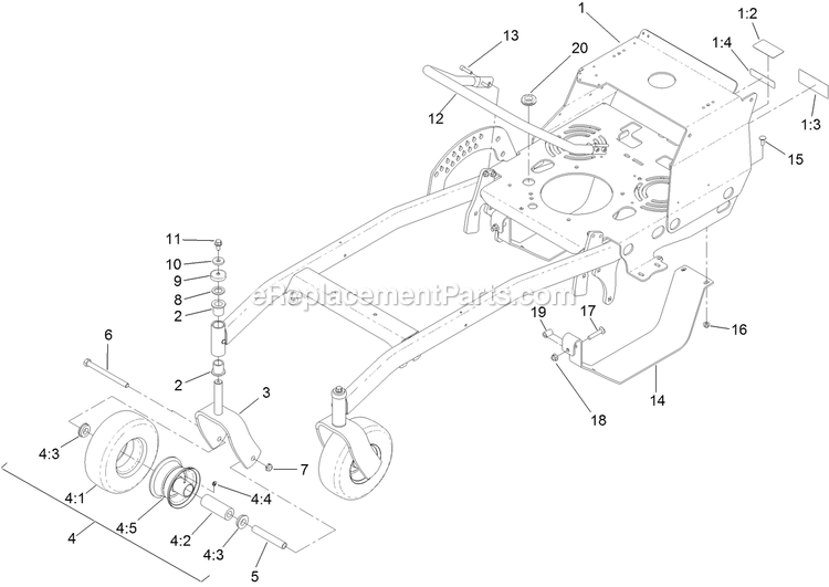 Toro 44410TE (406610837-407999999) Proline With 91cm Cutting Unit Walk-Behind Mower Frame Assembly Diagram