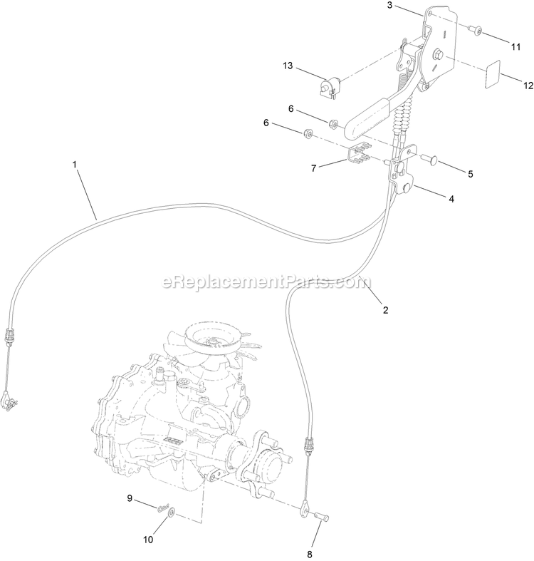 Toro 44423 (406500000-409999999) Proline With 48in Floating Cutting Unit Walk-Behind Mower Brake Assembly 2 Diagram