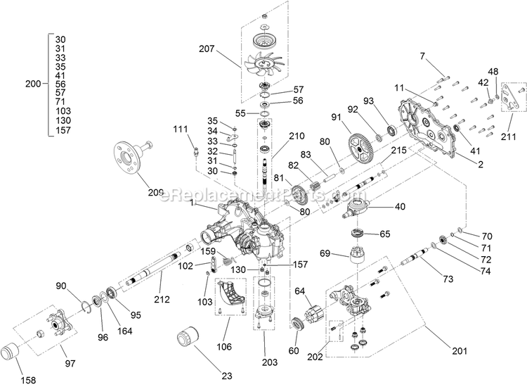 Toro 44424TE (400000000-406499999) Proline With 122cm Cutting Unit Walk-Behind Mower Lh Transmission Assembly Diagram