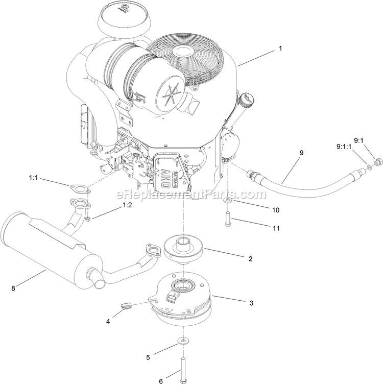 Toro 44448 (400000000-406992239) Proline With 48in Floating Cutting Unit Walk-Behind Mower Engine Assembly Diagram