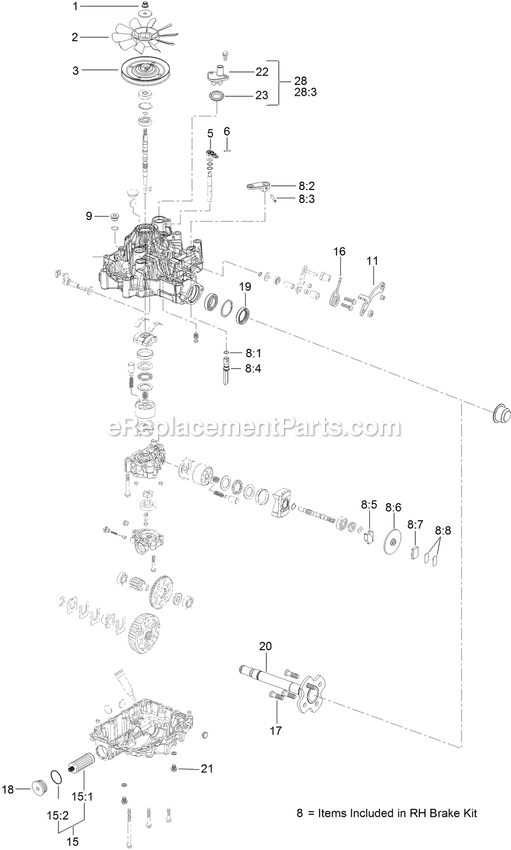 Toro 71505 (400000000-409999999) With 52in Turbo Force Cutting Unit GrandStand Mower Rh Transmission Assembly Diagram