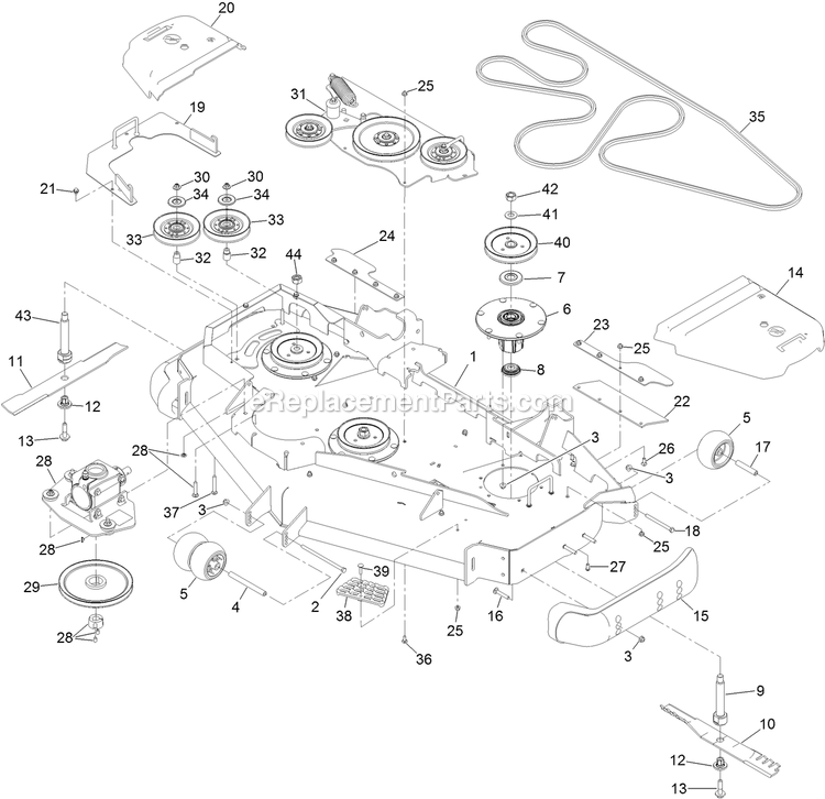 Toro 72028 (400000000-407109999) Z Master Professional 7500-D Series , With 60in Rear Discharge Riding Mower Deck Assembly Diagram