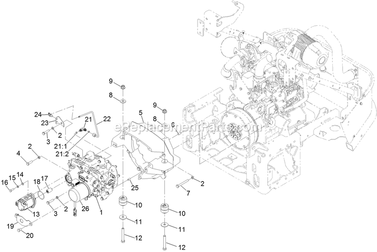 Toro 72028 (407110000-408863636) Z Master Professional 7500-D Series , With 60in Rear Discharge Riding Mower Transmission Assembly 2 Diagram