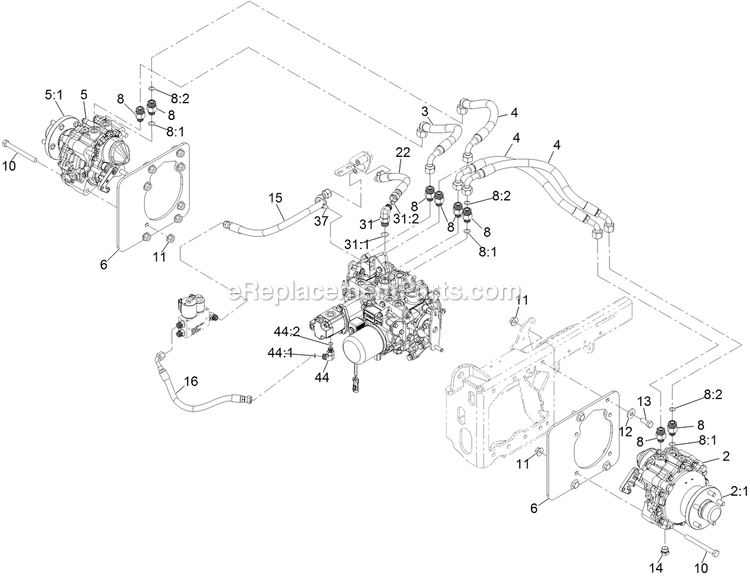 Toro 72029 (400000000-407415805) Z Master Professional 7500-D Series , With 72in Rear Discharge Riding Mower Hydraulic Drive Assembly Diagram