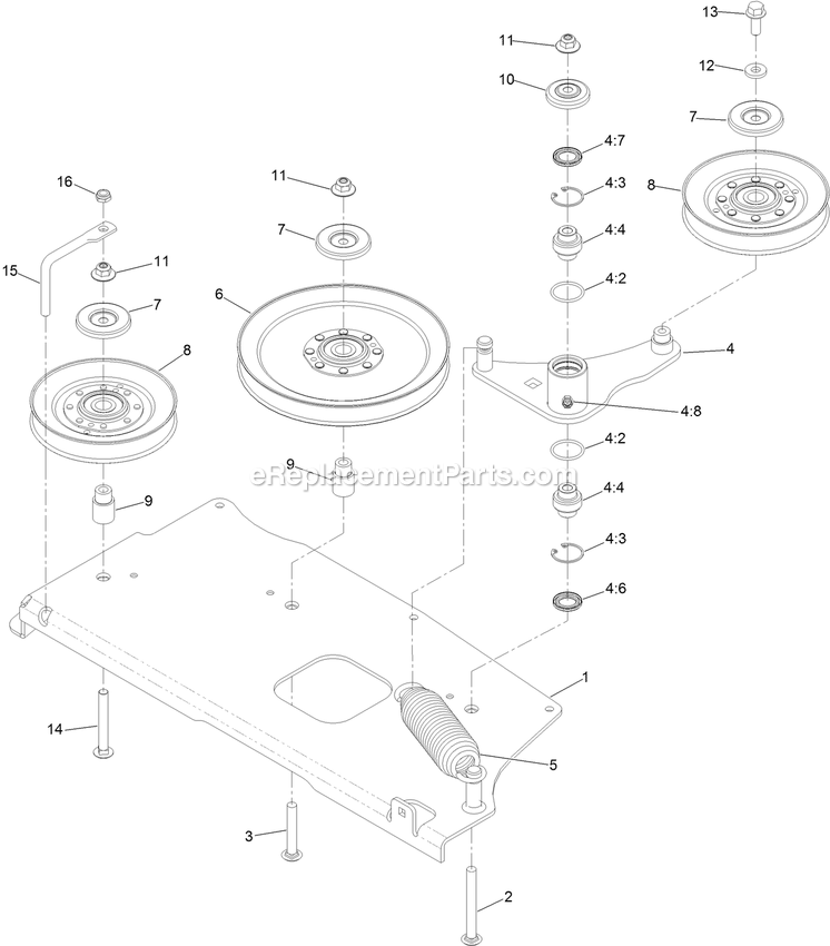 Toro 72029 (407415806-999999999) Z Master Professional 7500-D Series , With 72in Rear Discharge Riding Mower Idler Mount Assembly Diagram