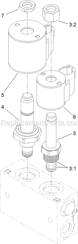 Toro 72076 (409800000-999999999) Z Master Professional 7500-D , With 72in Turbo Force Side Discharge Mower Valve Assembly Diagram