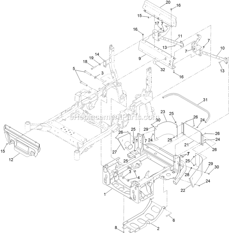 Toro 72096 (400000000-406343180) Z Master Professional 7500-D Series , With 96in Rear Discharge Riding Mower Power Frame Assembly Diagram