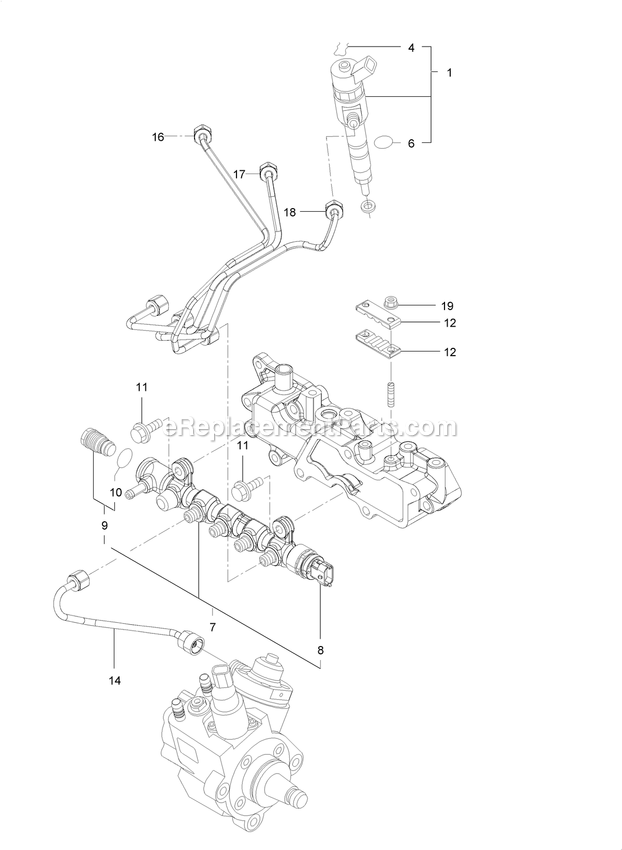 Toro 72096 (407110000-408851916) Z Master Professional 7500-D Series , With 96in Rear Discharge Riding Mower Fuel Injection Valve Assembly Diagram