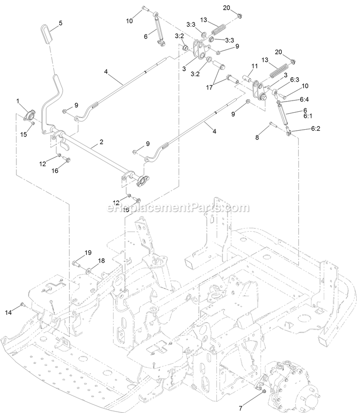 Toro 72096 (407110000-408851916) Z Master Professional 7500-D Series , With 96in Rear Discharge Riding Mower Parking Brake Assembly Diagram