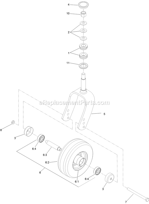 Toro 72096 (407110000-408851916) Z Master Professional 7500-D Series , With 96in Rear Discharge Riding Mower Rear Caster Wheel Assembly Diagram